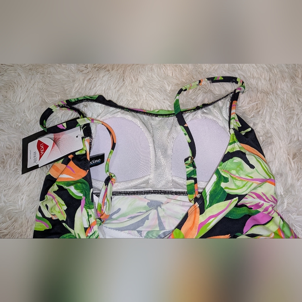 NWT,Maxine Of Hollywood, Rainbow Rainforest,Tiered Tankini Swim Top-Ladies 10/18 - Picture 3 of 7